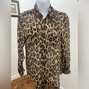 BANANA REPUBLIC CHEETAH BUTTON BLOUSE